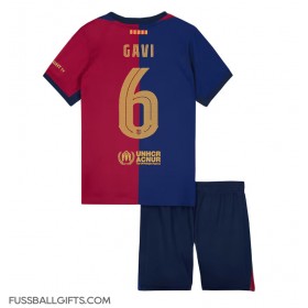 Barcelona Paez Gavi #6 Fußballbekleidung Heimtrikot Kinder 2024-25 Kurzarm (+ kurze hosen)